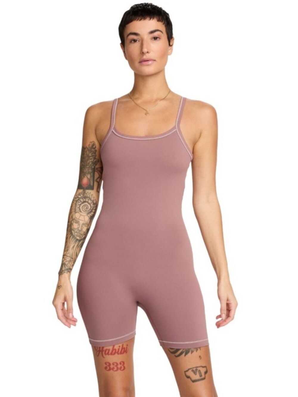 Nike Women's One Dri-Fit Short Bodysuit Size M in Smokey Mauve